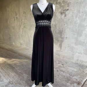 Vintage 90s Black Velvet All That Jazz Maxi Dress